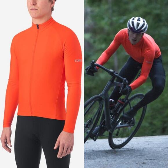 Giro Men's Chrono Thermal LS‎ Jersey in Vermillion Small Biker Gorpcore Thermal - Picture 1 of 7